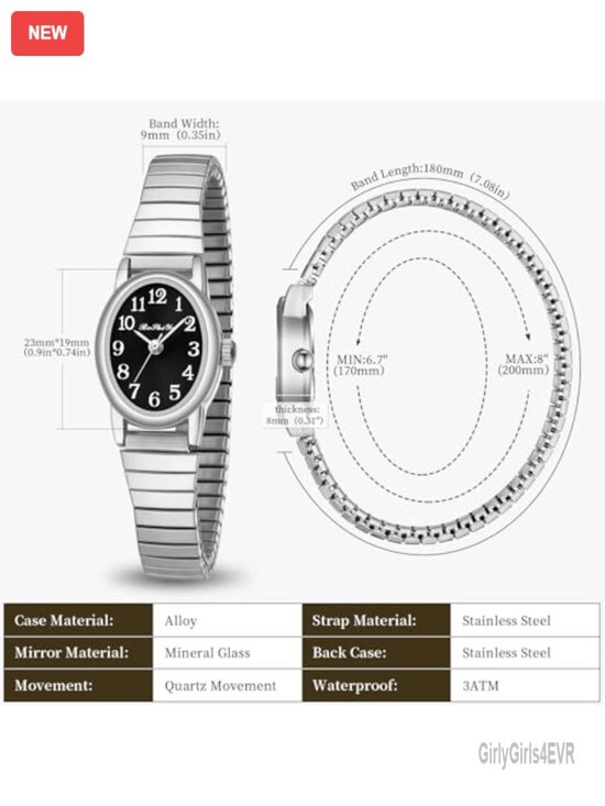 Small Gold Ladies Quartz Watch with Stainless Steel Expansion Band, Easy Reader main image 4